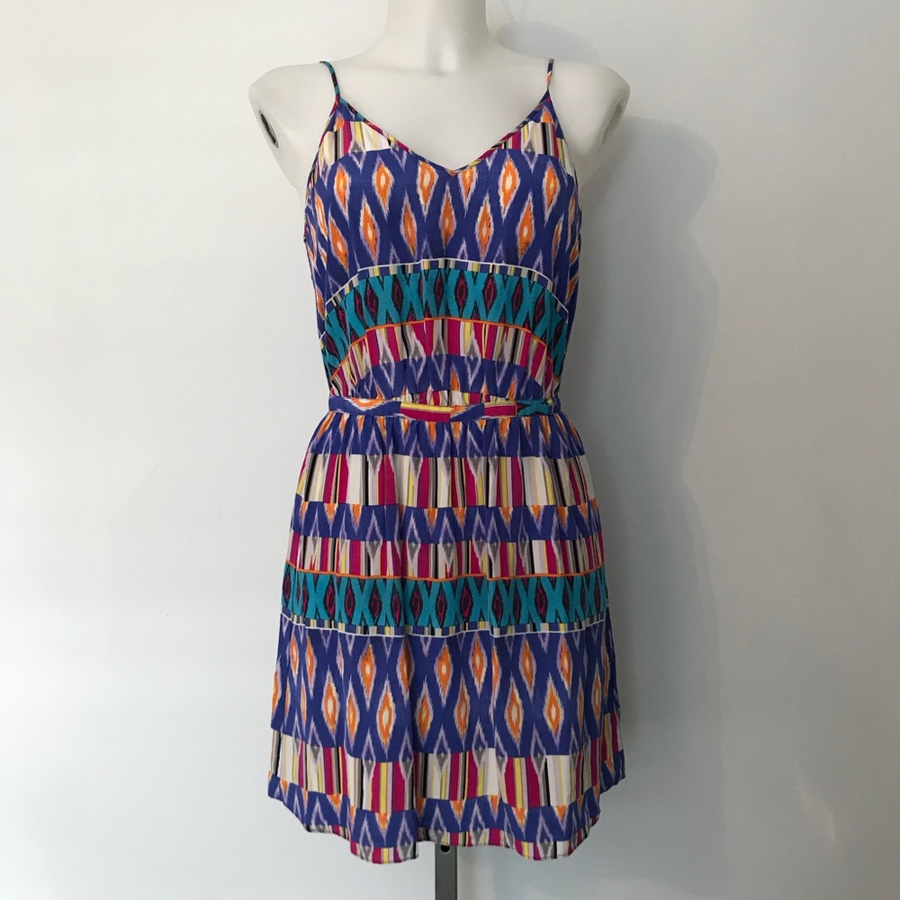 Rory Beca Boho print silk open back mini dress szS